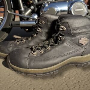 Men's Size 9.5 HARLEY-DAVIDSON DIPSTICK Black Leather Motorcycle Boots EUC